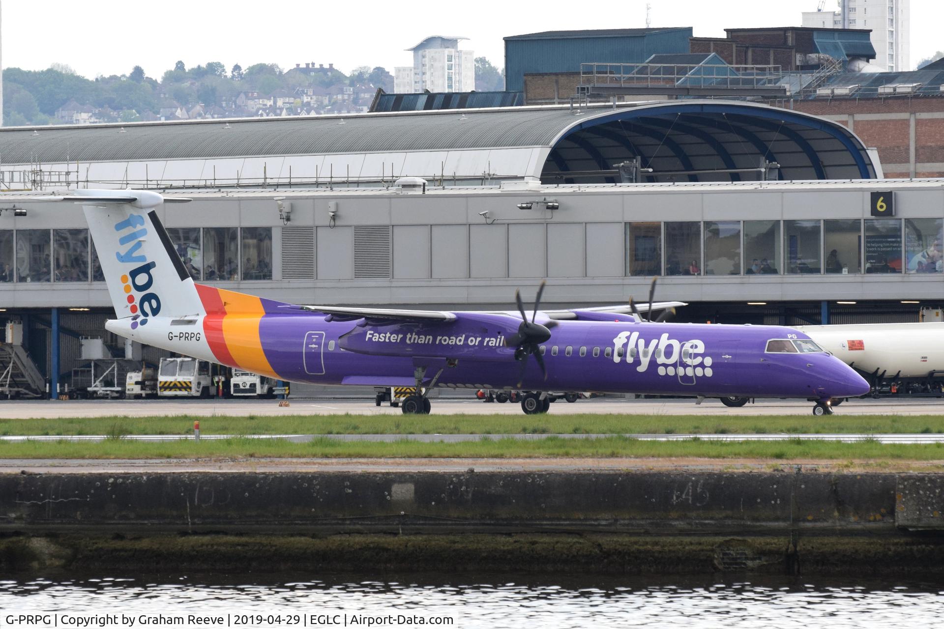 G-PRPG, 2008 Bombardier DHC-8-402 Dash 8 C/N 4191, Departing from London City Airport.