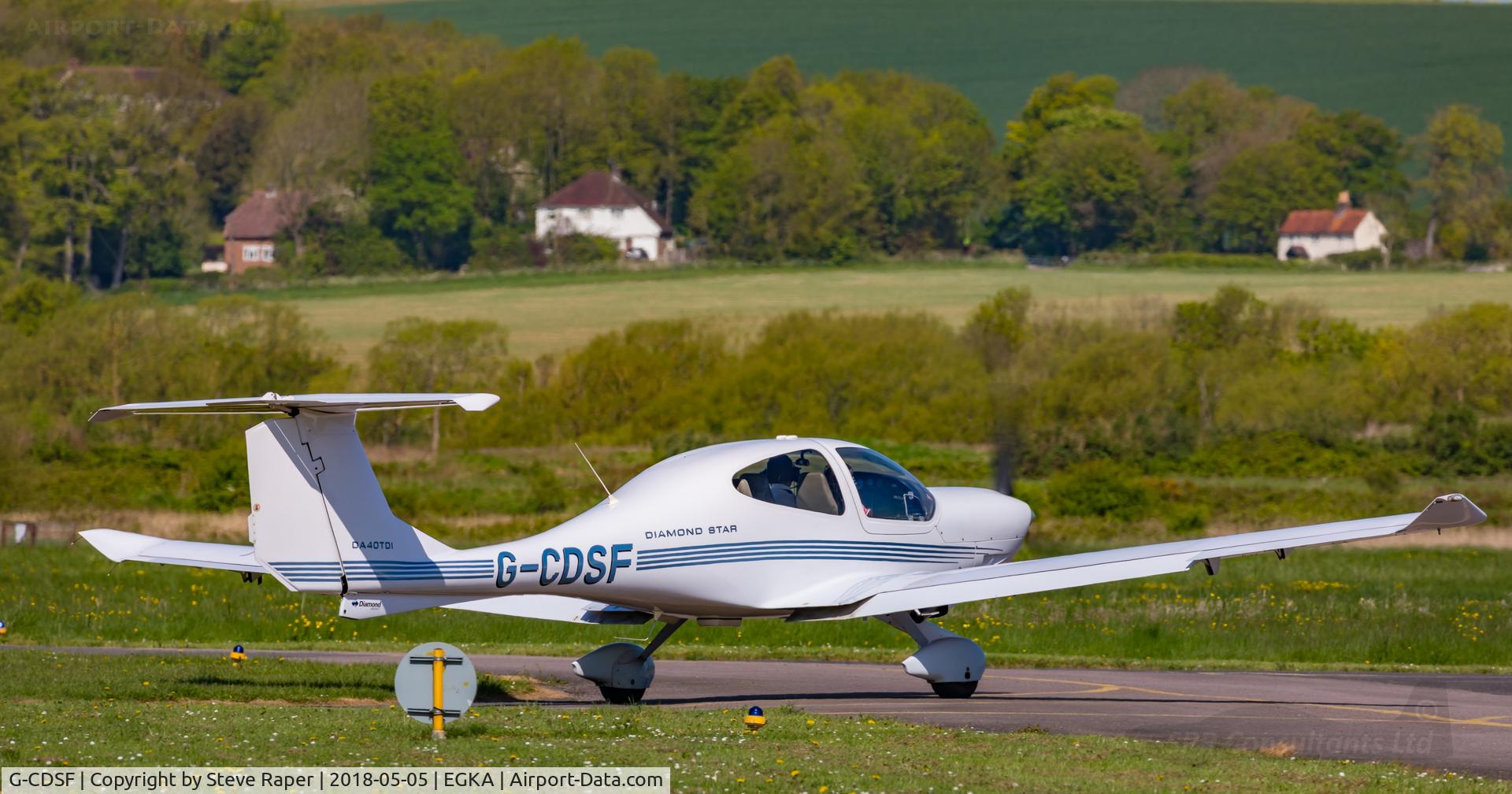 G-CDSF, 2005 Diamond DA-40D Diamond Star C/N D4.190, Taxying out at Shoreham Airport