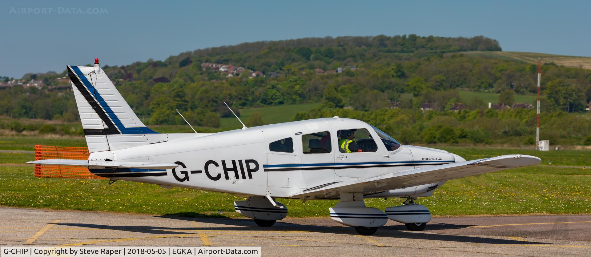G-CHIP, 1982 Piper PA-28-181 Cherokee Archer II C/N 28-8290095, Taxying out at Shoreham Airport