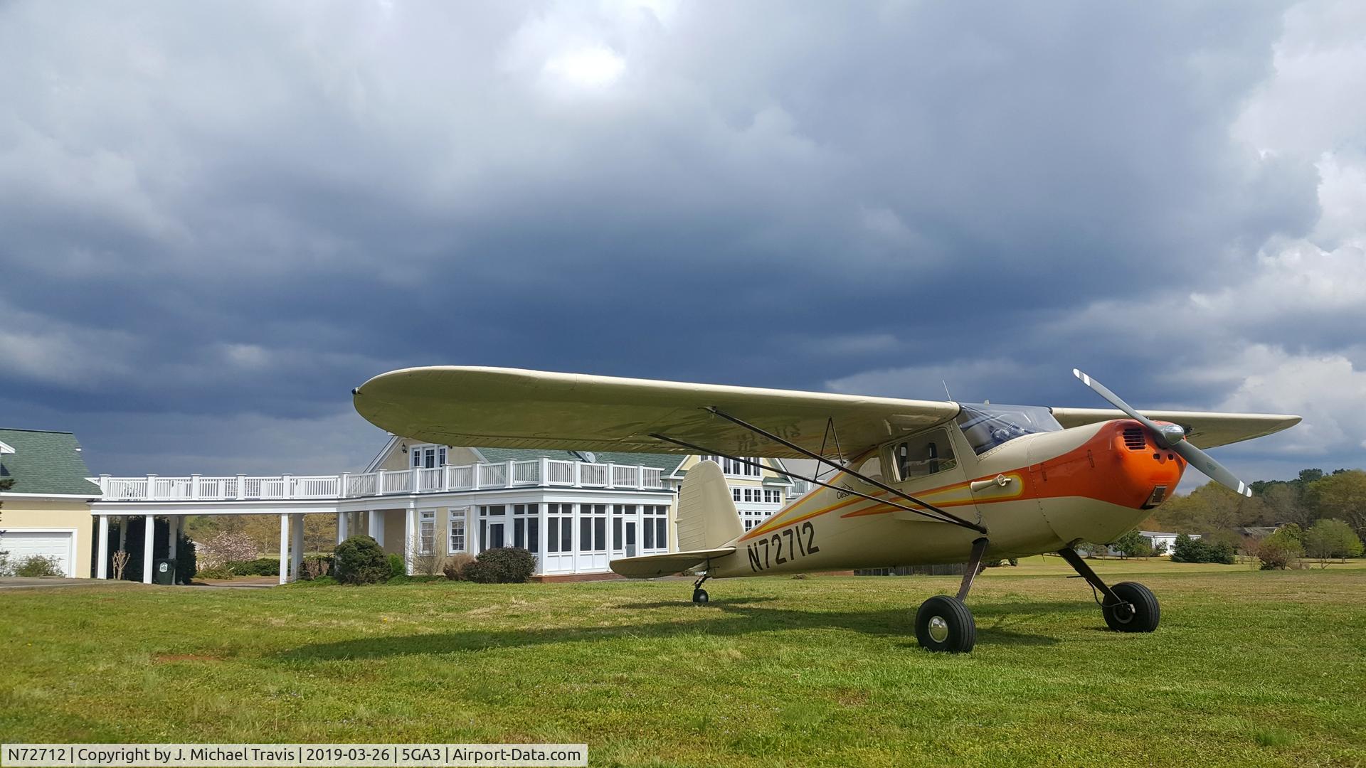 N72712, 1946 Cessna 140 C/N 9891, N72712 basking in the late afternoon sun.