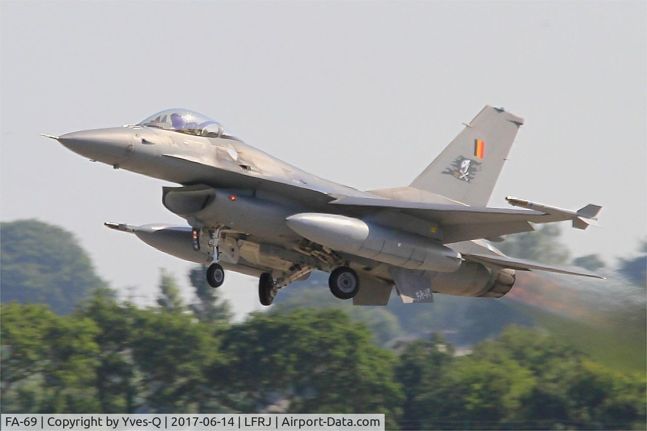 FA-69, 1983 SABCA F-16AM Fighting Falcon C/N 6H-69, SABCA F-16AM Fighting Falcon, Take off rwy 26, Landivisiau Naval Air Base (LFRJ) Tiger Meet 2017