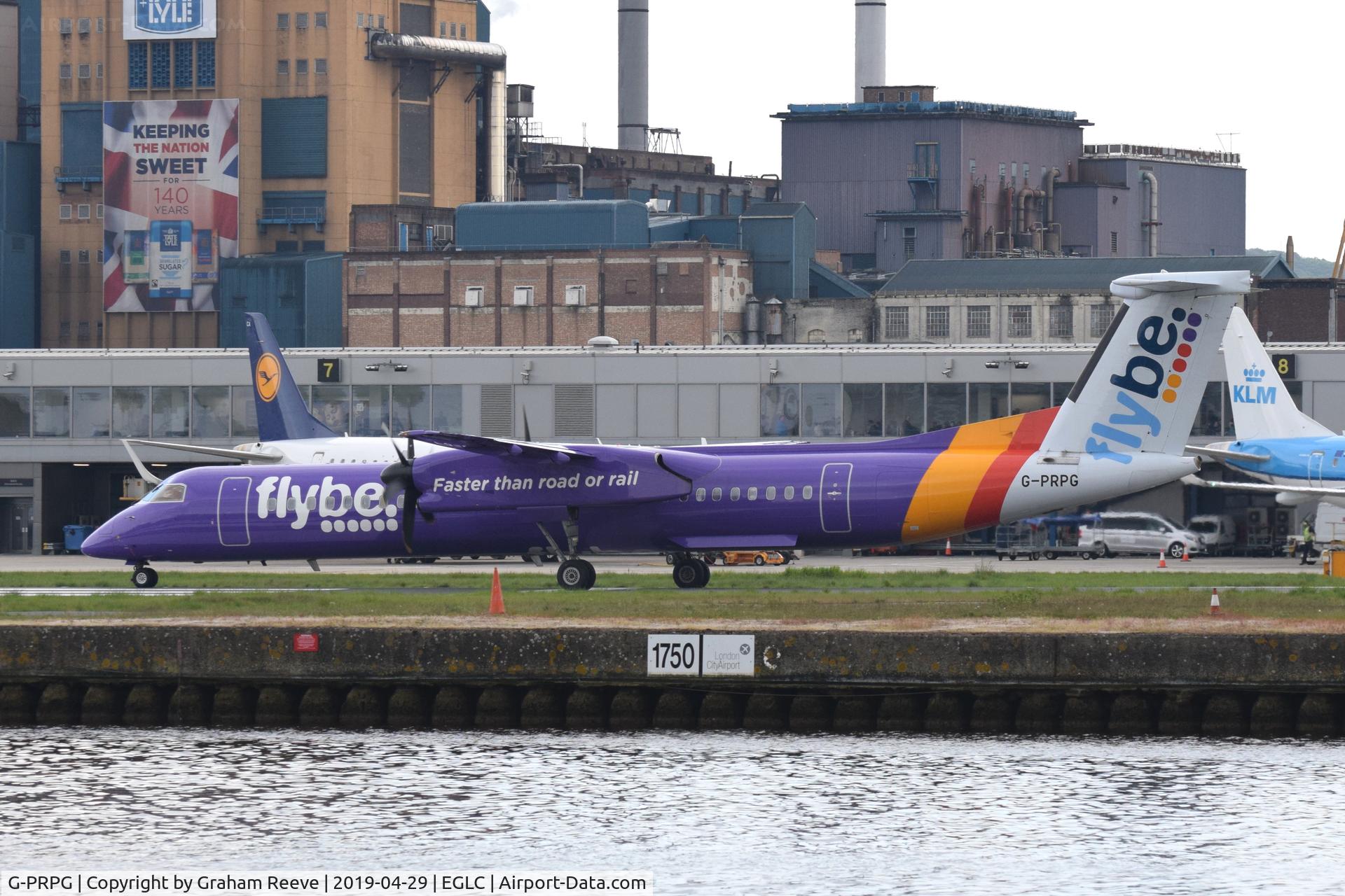 G-PRPG, 2008 Bombardier DHC-8-402 Dash 8 C/N 4191, Departing from London City Airport.