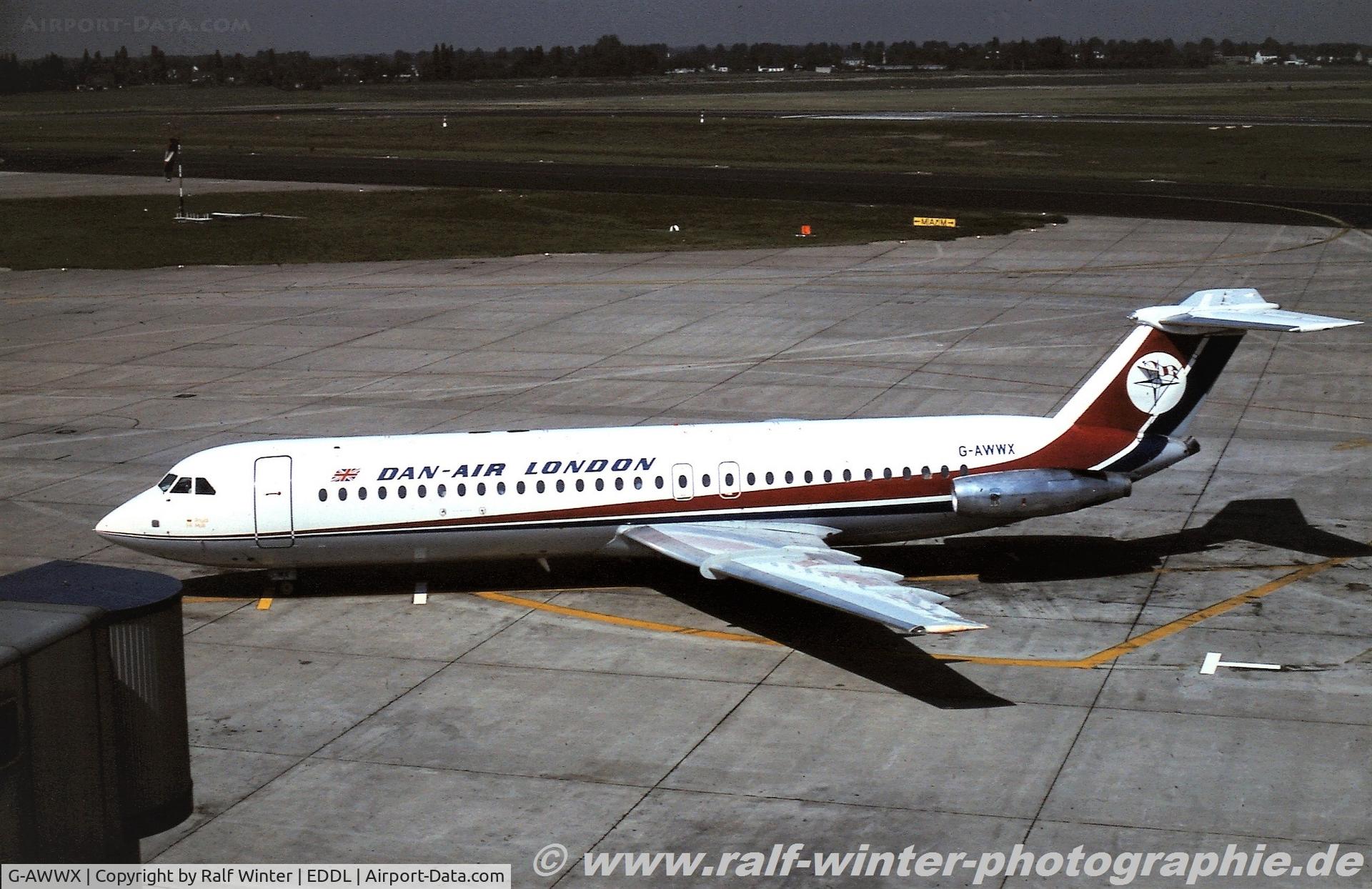 G-AWWX, 1969 BAC 111-509EW One-Eleven C/N BAC.184, BAC 111-509EW - Dan-Air Service - 184 - G-AWWX - 1980 - DUS