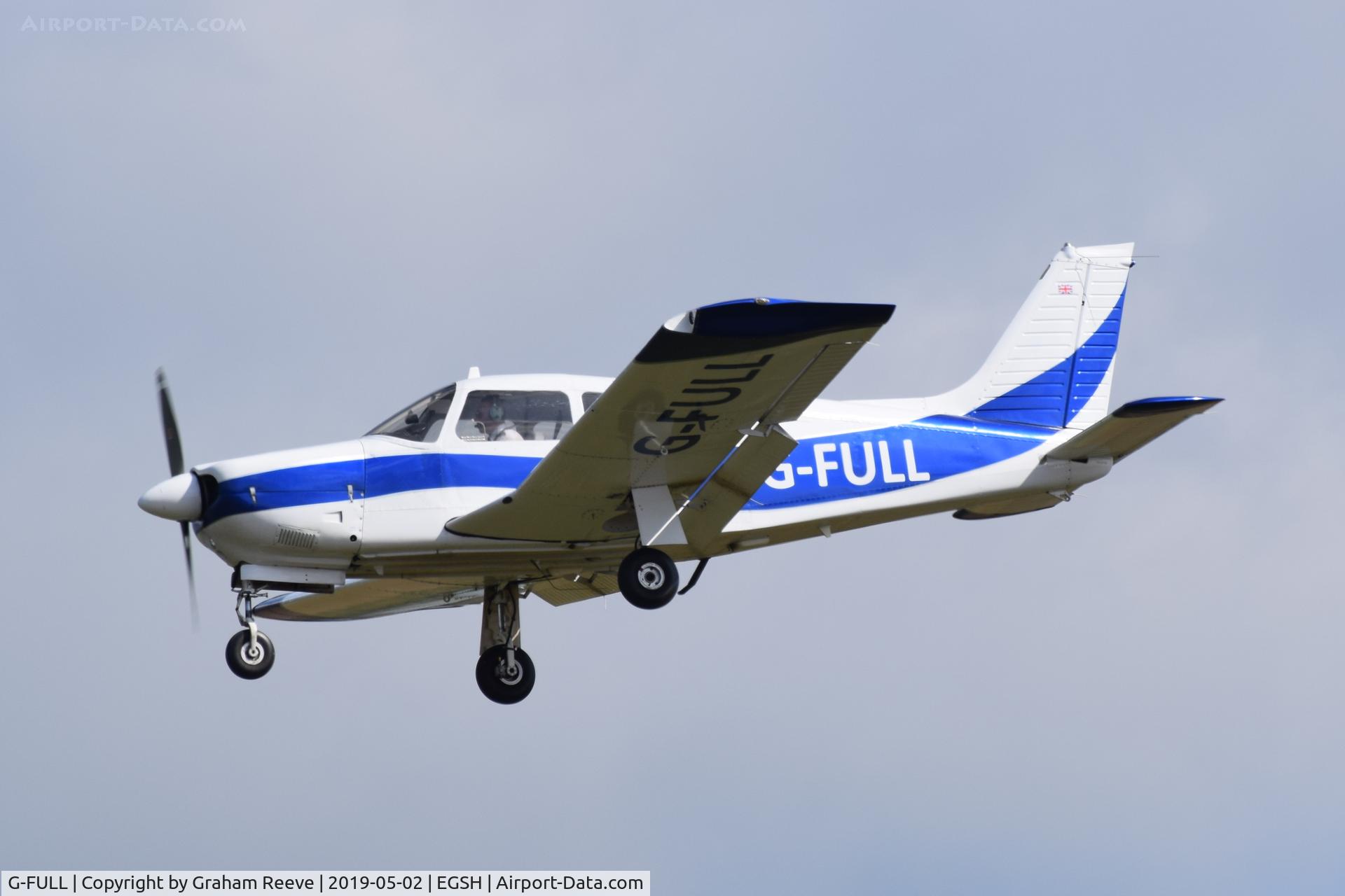 G-FULL, 1974 Piper PA-28R-200-2 Cherokee Arrow II C/N 28R-7435248, Landing at Norwich.