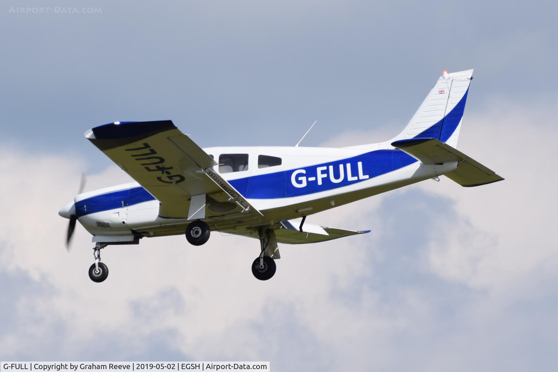 G-FULL, 1974 Piper PA-28R-200-2 Cherokee Arrow II C/N 28R-7435248, Landing at Norwich.