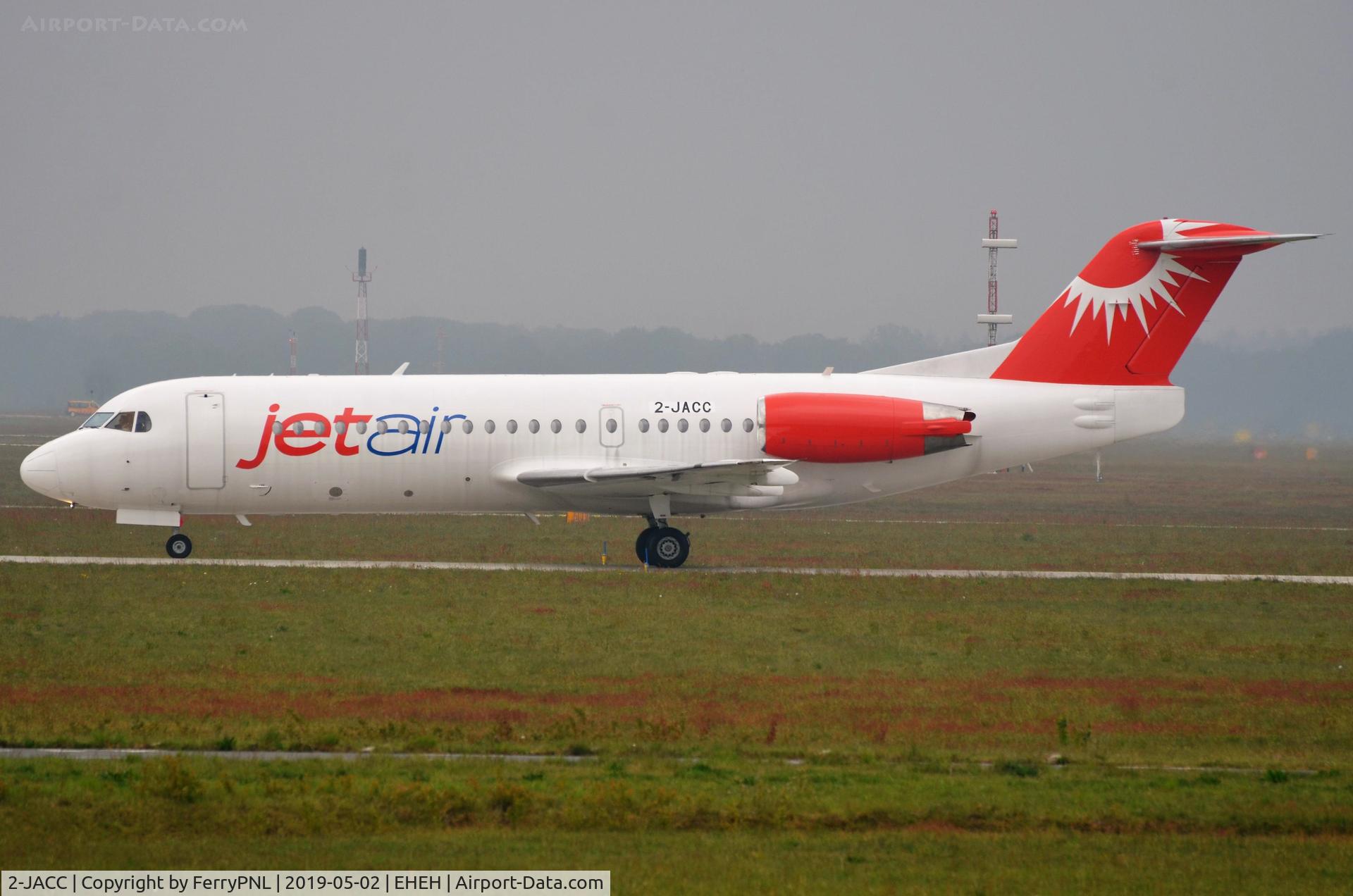 2-JACC, 1996 Fokker 70 (F-28-0070) C/N 11585, JetAir Caribbean Fk70 arrived in EIN after delivery flight from Asia.