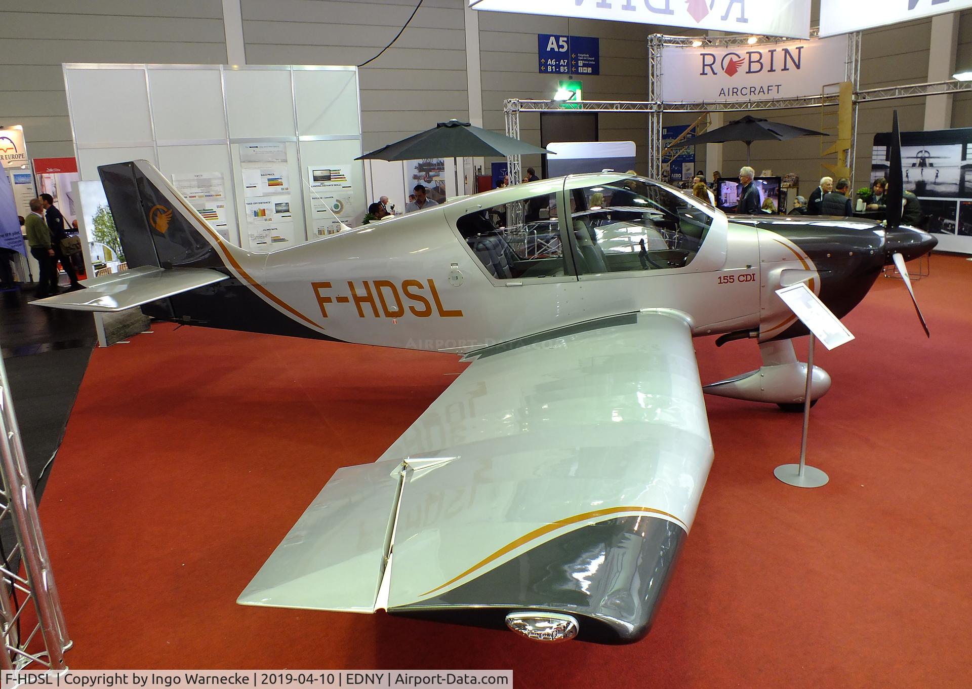 F-HDSL, Robin DR-401-155 CDI C/N 2714, Robin DR.401-155 CDI at the AERO 2019, Friedrichshafen