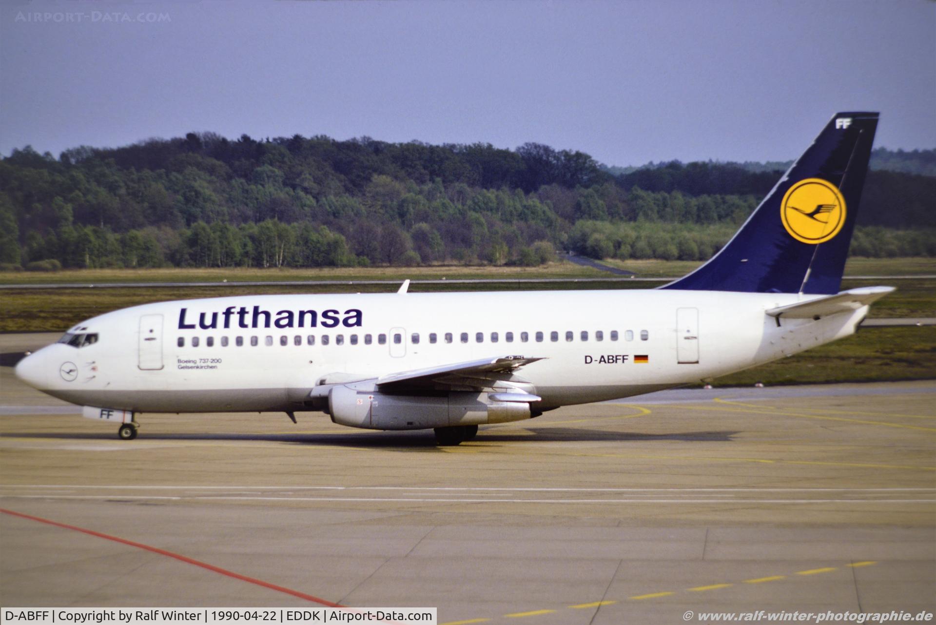 D-ABFF, 1980 Boeing 737-230 C/N 22117, Boeing 737-230 - LH DLH Lufthansa 'Gelsenkirchen' ex. N1786B - 22117 - D-ABFF - 22.04.1990 - CGN