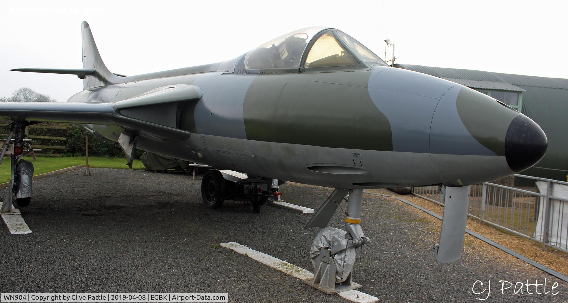 WN904, 1954 Hawker Hunter F.2 C/N S4/U/2912, Preserved at Sywell Aviation Museum located @ EGBK in RAF 56 Sqn markings on port side only.