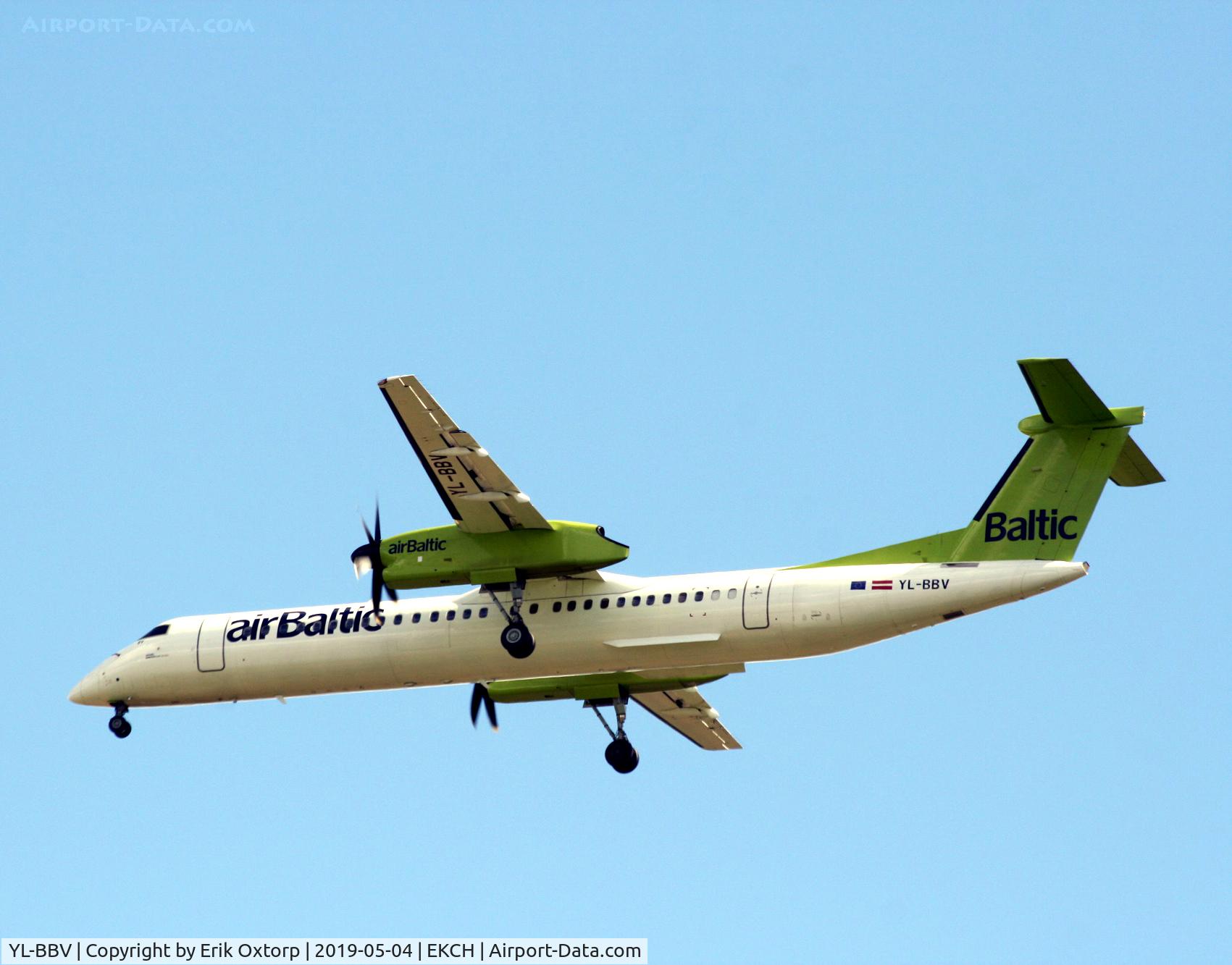 YL-BBV, 2013 De Havilland Canada DHC-8-402Q Dash 8 C/N 4444, YL-BBV landing rw 04L