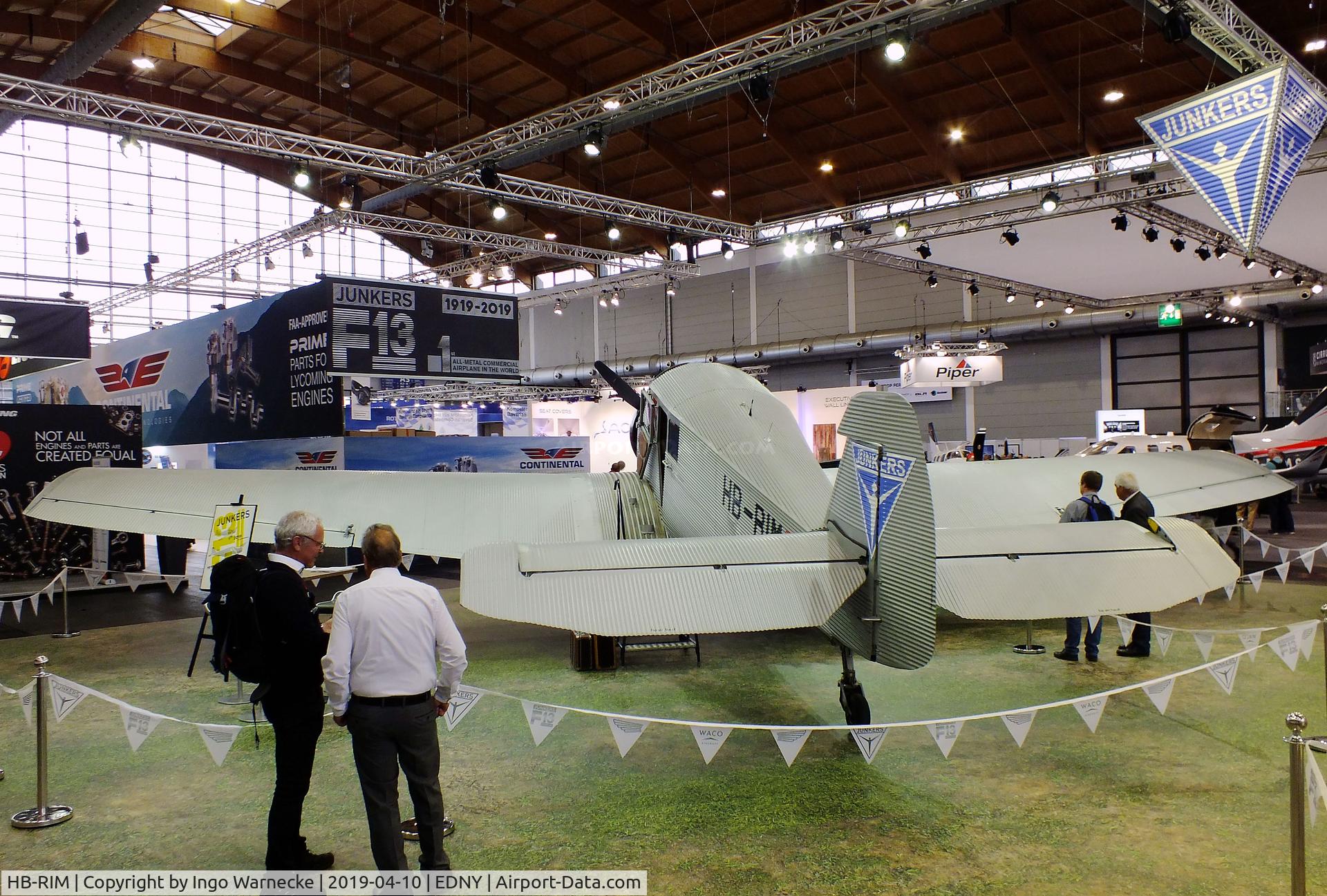 HB-RIM, 2015 Junkers F-13 (Replica) C/N 13-001, Rimowa / Junkers F 13 replica (with radial engine) at the AERO 2019, Friedrichshafen