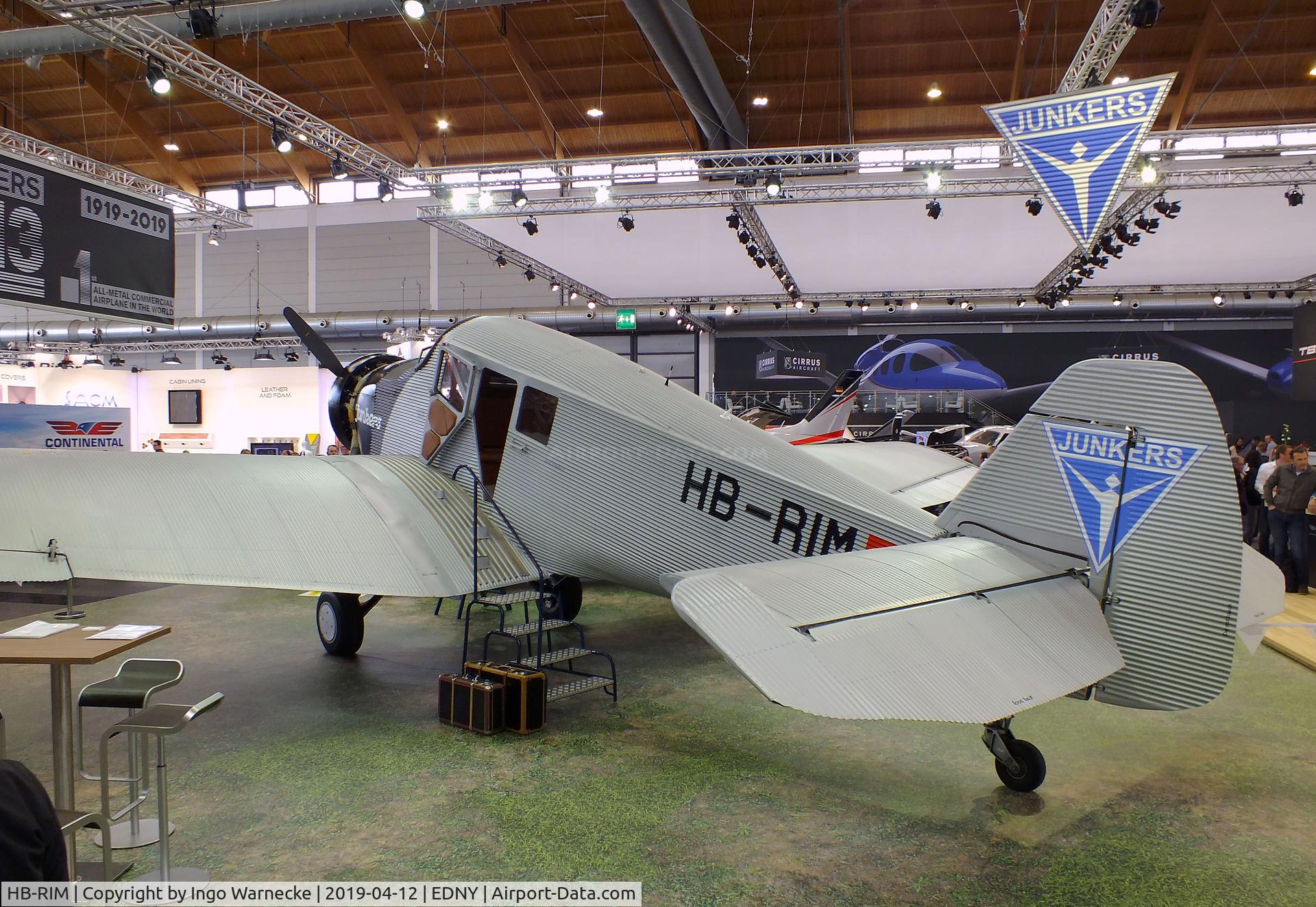 HB-RIM, 2015 Junkers F-13 (Replica) C/N 13-001, Rimowa / Junkers F 13 replica (with radial engine) at the AERO 2019, Friedrichshafen
