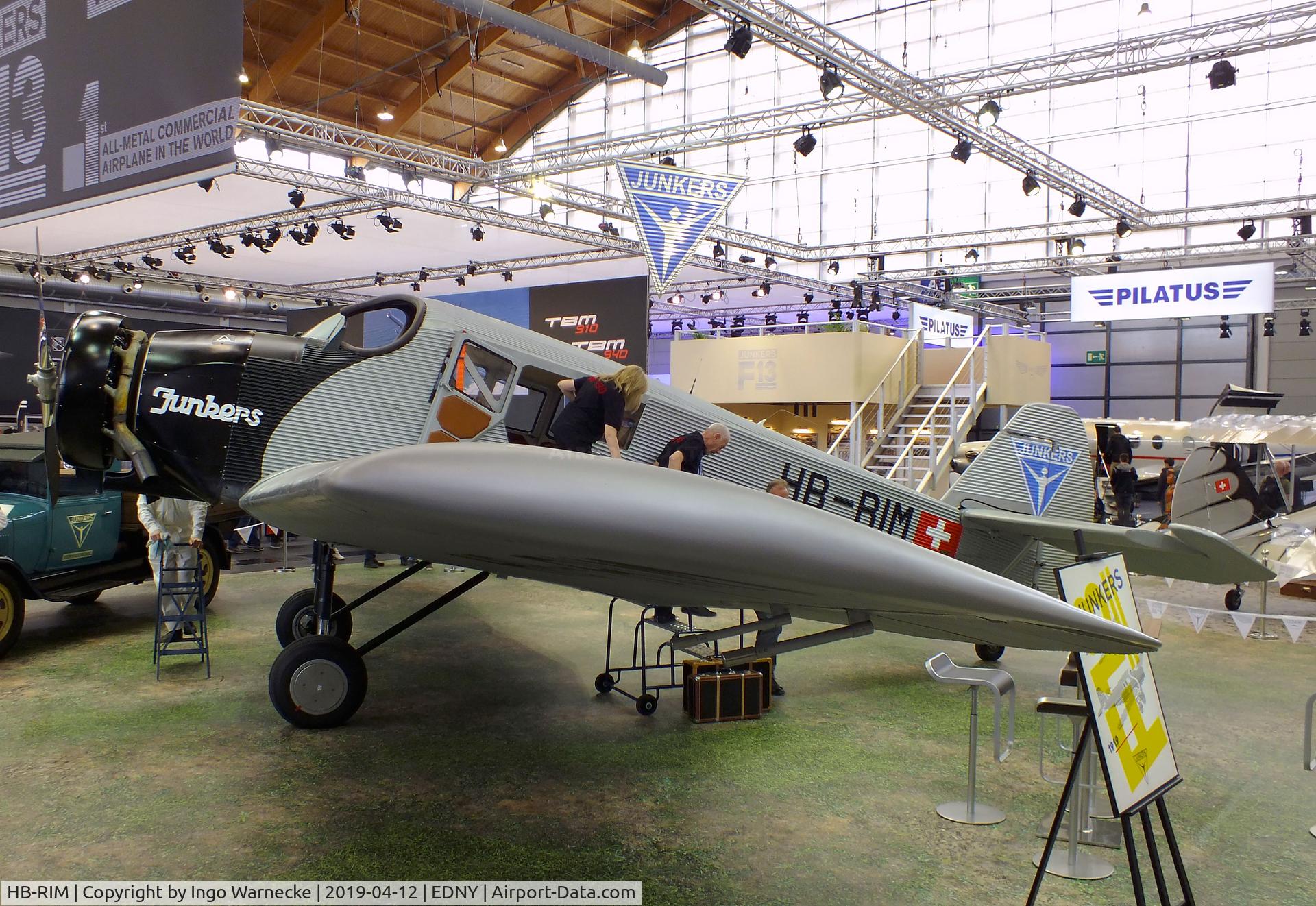 HB-RIM, 2015 Junkers F-13 (Replica) C/N 13-001, Rimowa / Junkers F 13 replica (with radial engine) at the AERO 2019, Friedrichshafen