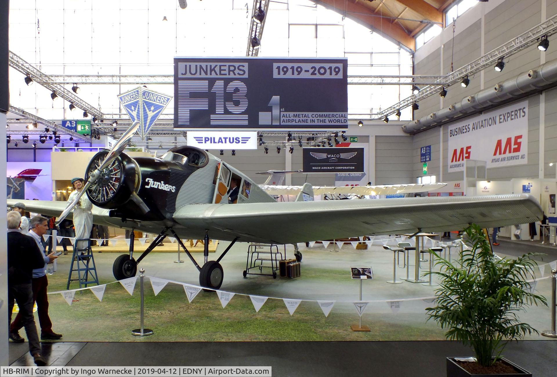 HB-RIM, 2015 Junkers F-13 (Replica) C/N 13-001, Rimowa / Junkers F 13 replica (with radial engine) at the AERO 2019, Friedrichshafen