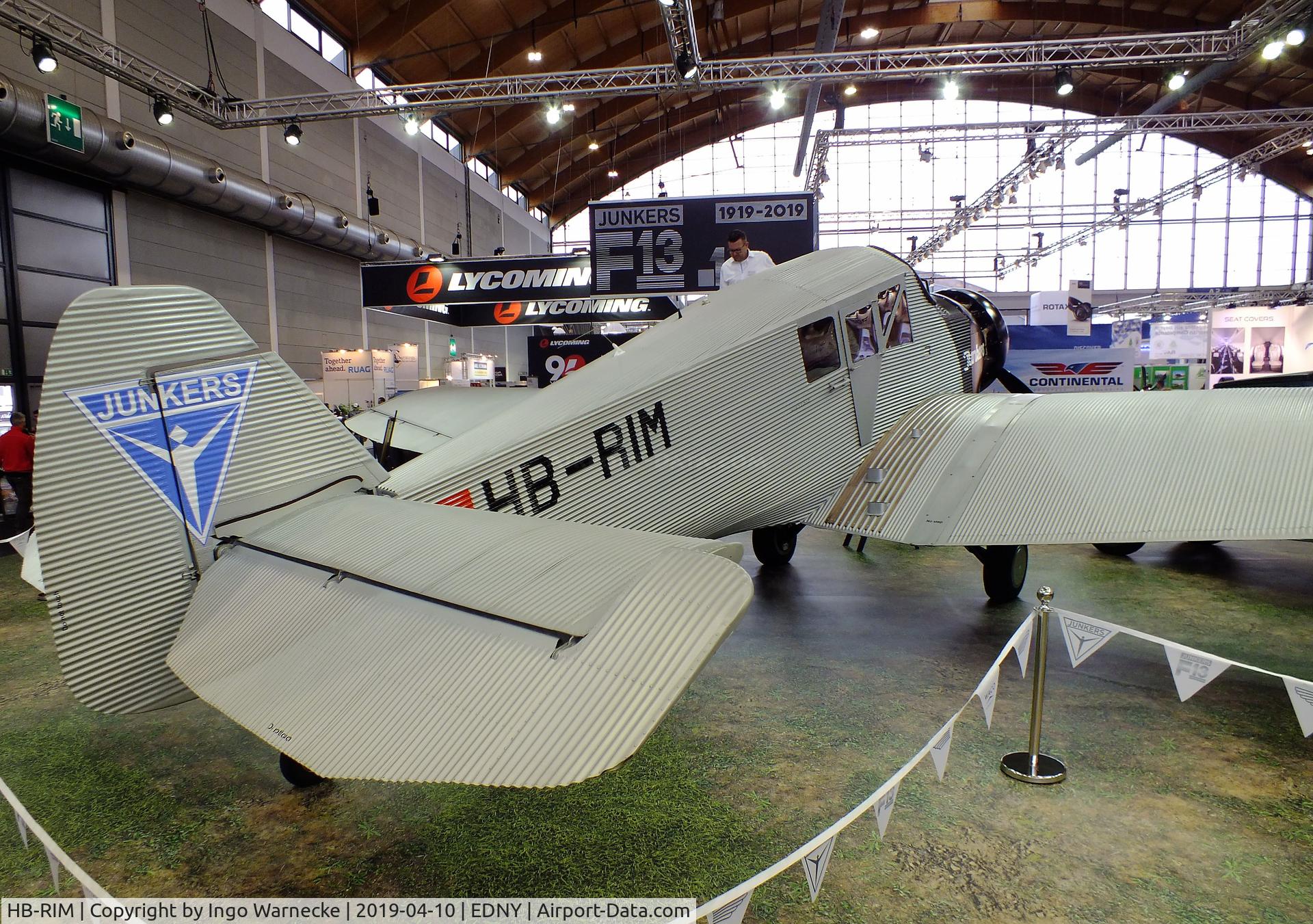 HB-RIM, 2015 Junkers F-13 (Replica) C/N 13-001, Rimowa / Junkers F 13 replica (with radial engine) at the AERO 2019, Friedrichshafen