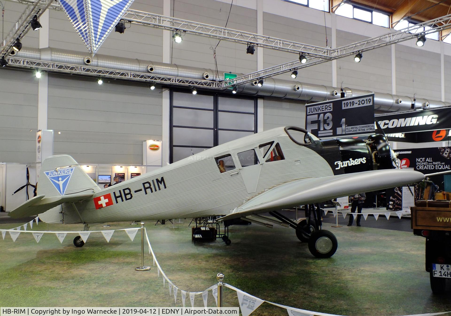 HB-RIM, 2015 Junkers F-13 (Replica) C/N 13-001, Rimowa / Junkers F 13 replica (with radial engine) at the AERO 2019, Friedrichshafen