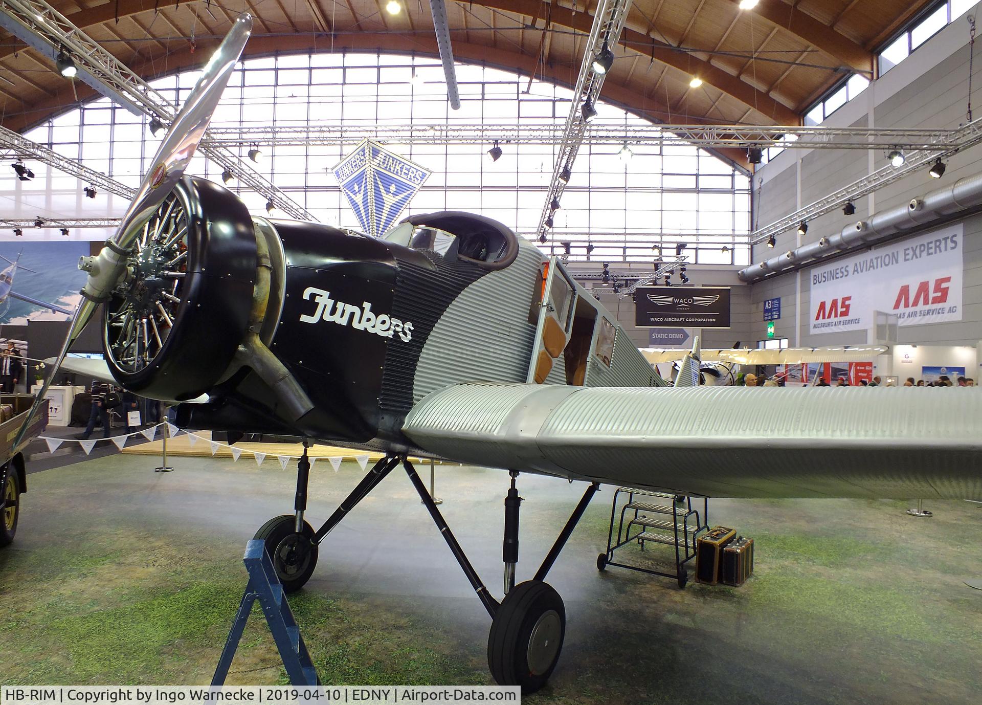 HB-RIM, 2015 Junkers F-13 (Replica) C/N 13-001, Rimowa / Junkers F 13 replica (with radial engine) at the AERO 2019, Friedrichshafen