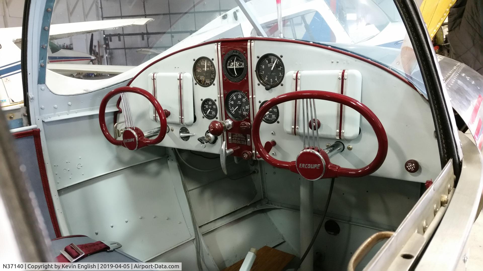N37140, 1941 Erco 415C Ercoupe C/N 107, This is the completed instrument panel with most of the original restored instruments sans for the Tachometer.
