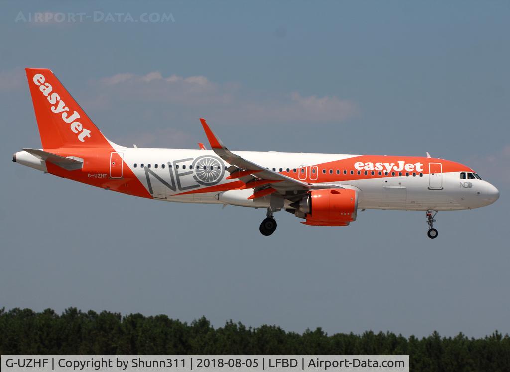 G-UZHF, 2018 Airbus A320-251N C/N 8193, On landing...
