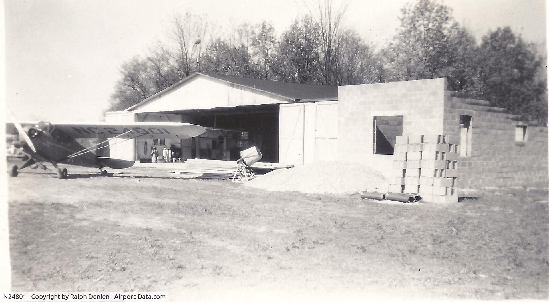 N24801, 1939 Piper J3C-65 Cub C/N 3453, May be same plane. Grand fathers air port Salem, IN about 1946 or 1947.