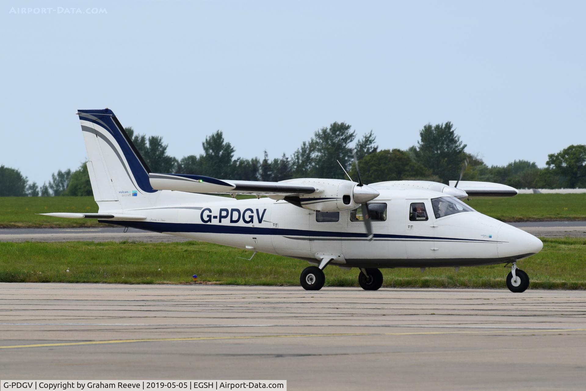 G-PDGV, 2015 Vulcanair P-68TC Observer C/N 485-52-TC, Departing from Norwich.