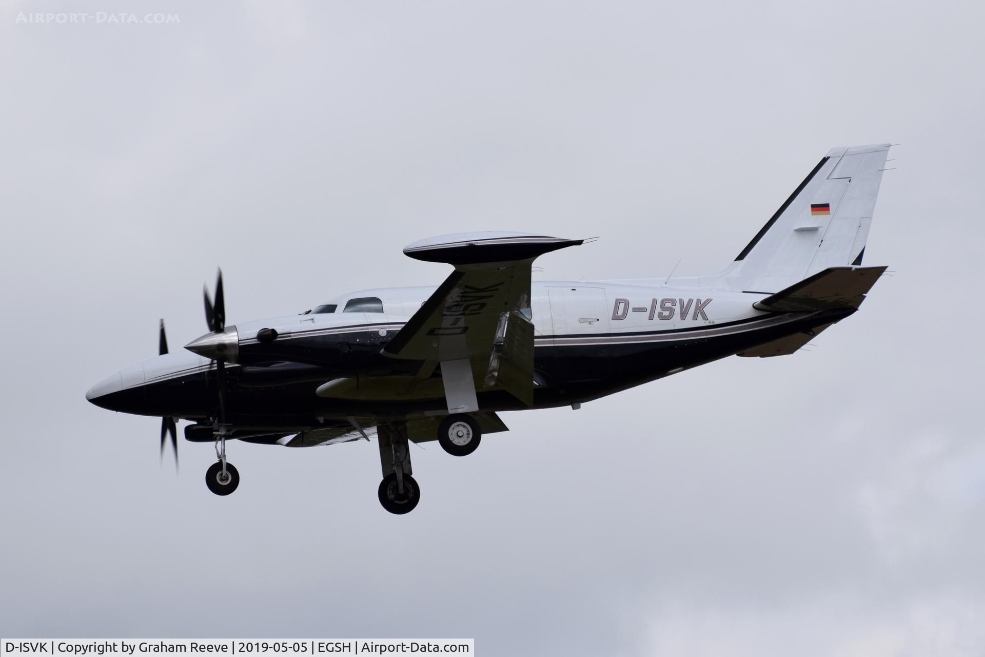 D-ISVK, 1979 Piper PA-31T1 Cheyenne I C/N 31T-7904026, Landing at Norwich.