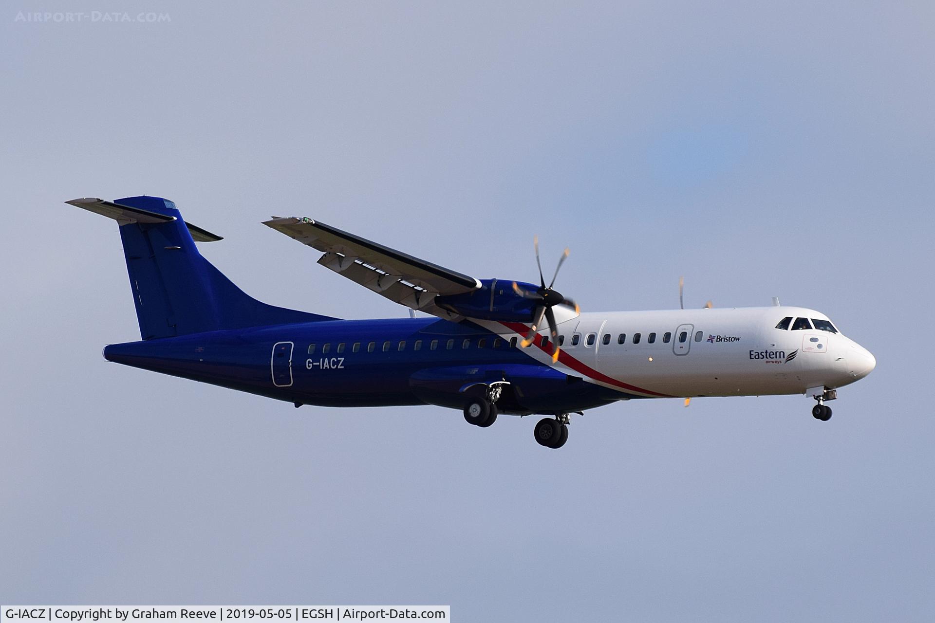 G-IACZ, 2018 ATR 72-212A C/N 1482, Landing at Norwich.