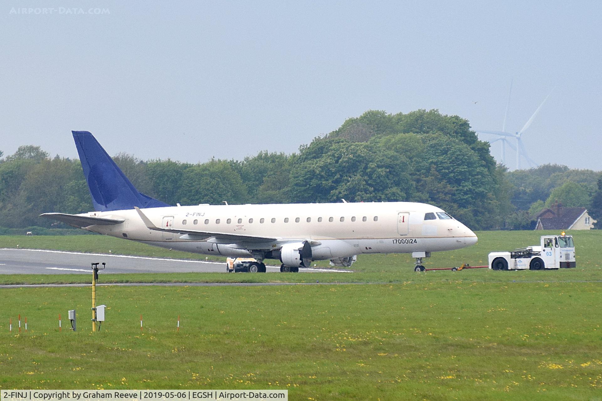 2-FINJ, 2006 Embraer 170LR (ERJ-170-100LR) C/N 17000124, Under tow at Norwich.
