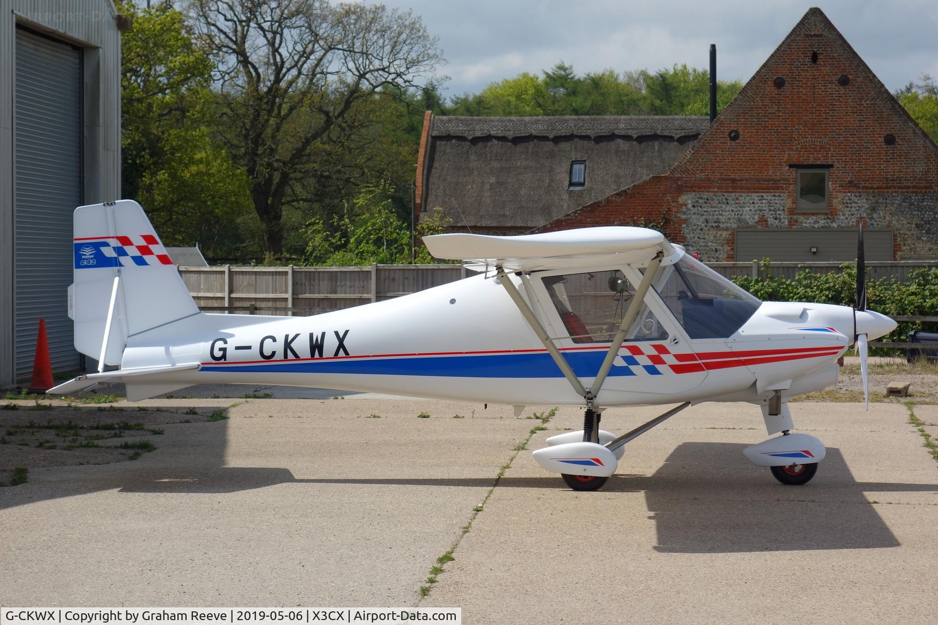 G-CKWX, 2018 Comco Ikarus C42 C/N 1804-7536, Parked at Northrepps.