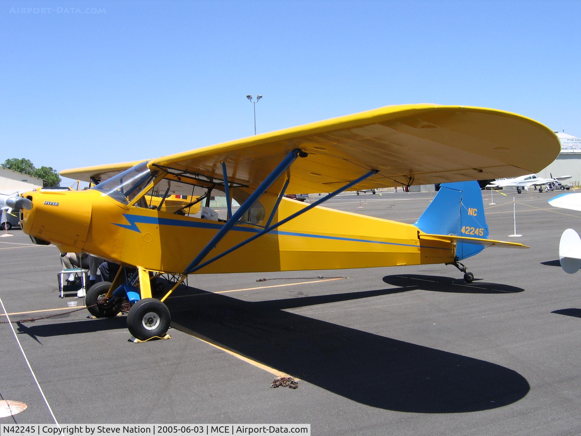 N42245, 1945 Piper J3C-65 Cub C/N 14495, 1945 Piper JC3-65 Cub as NC42245 at Merced, CA
