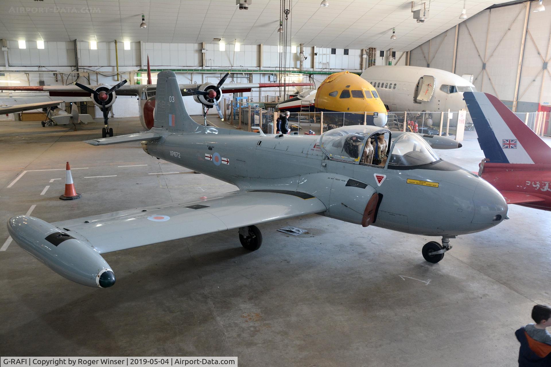 G-RAFI, 1962 BAC 84 Jet Provost T.4 C/N PAC/W/17641, Off Airport. Former RAF JP aircraft XP672 on display at the South Wales Aviation Museum, Picketston Business Park, Saint Athan. Wales, UK. 