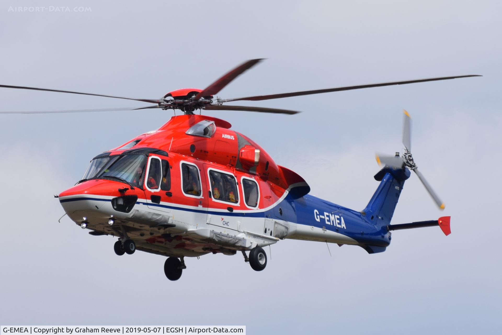 G-EMEA, 2016 Airbus Helicopters EC-175B C/N 5024, Landing at Norwich.