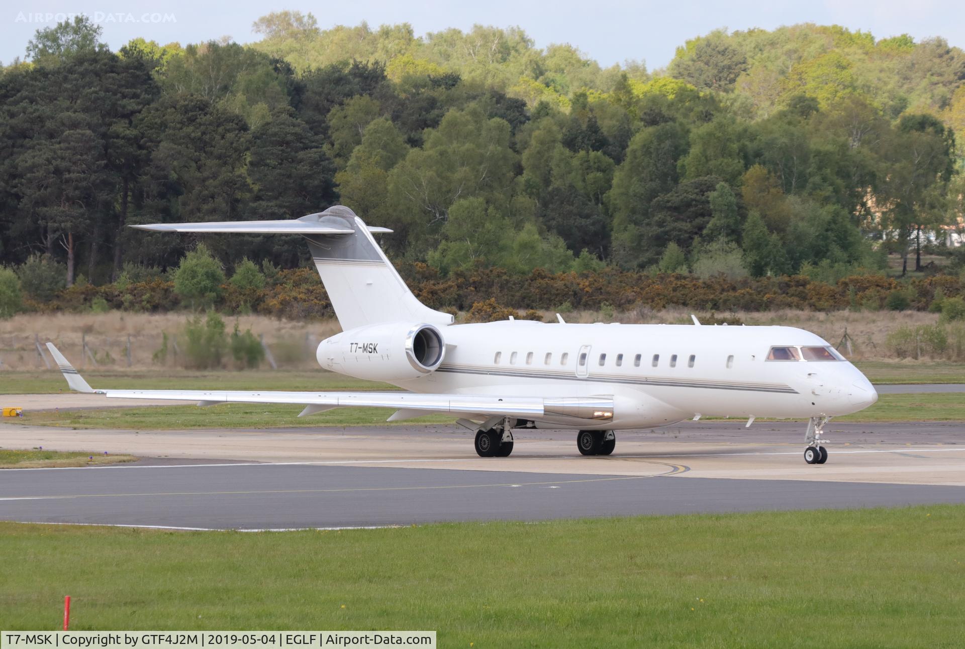 T7-MSK, 2004 Bombardier BD-700-1A11 Global 5000 C/N 9157, T7-MSK  at Farnborough 4-5-19