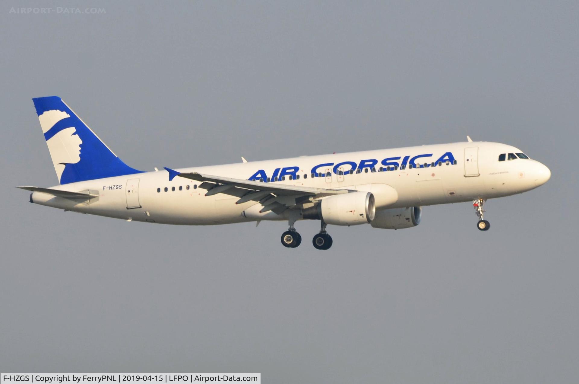 F-HZGS, 2000 Airbus A320-214 C/N 1286, Air Corsica A320 on short finals to Orly.