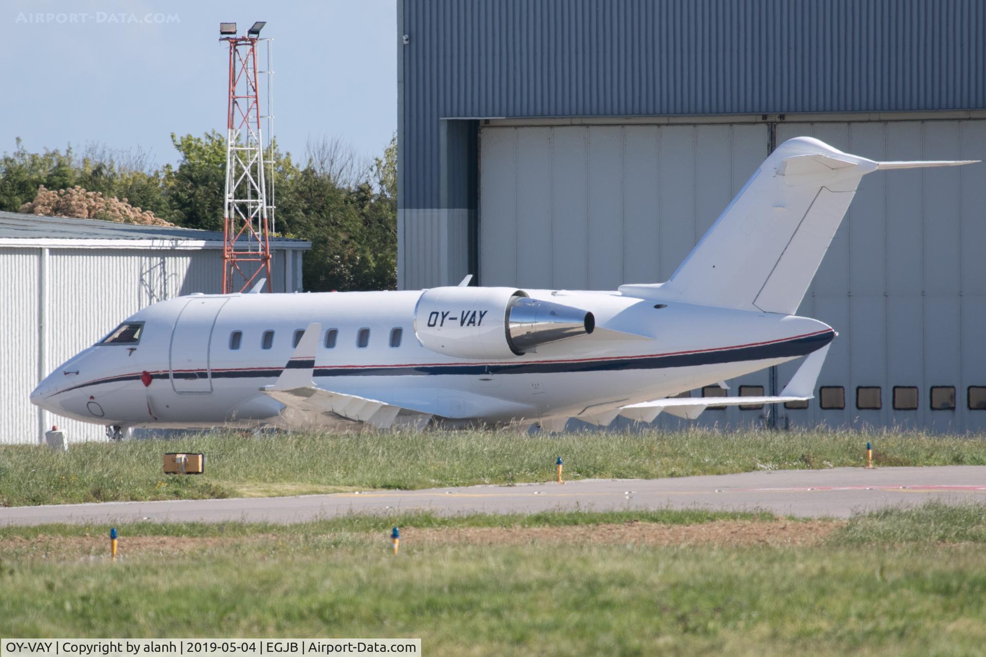 OY-VAY, 2011 Bombardier Challenger 605 (CL-600-2B16) C/N 5889, Outside the Aigle hangar, Guernsey