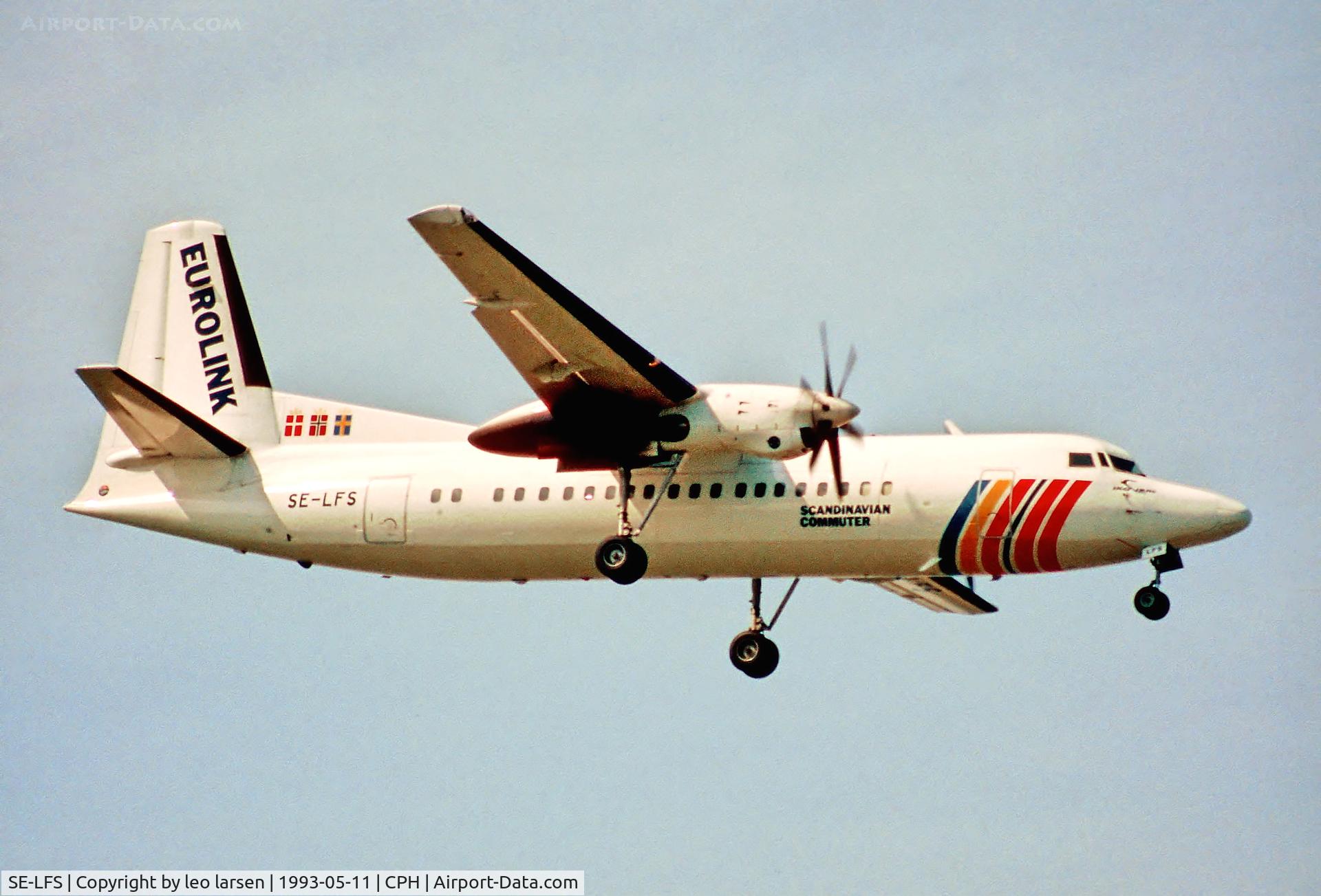 SE-LFS, 1991 Fokker 50 C/N 20216, Copenhagen 11.5.1993