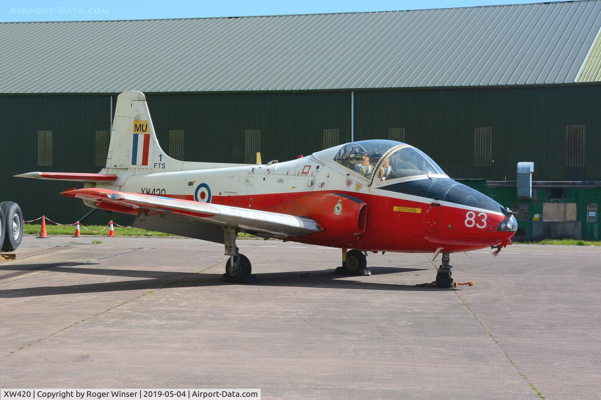 XW420, 1971 BAC 84 Jet Provost T.5A C/N EEP/JP/1042, Off airport. On display at the South Wales Aviation Museum, Picketston Business Park, Saint Athan, Wales. UK