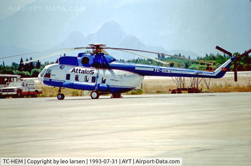 TC-HEM, 1985 MIL Mi-8PS C/N 85 61, Antalya 31.7.1993.to TC-HDA.