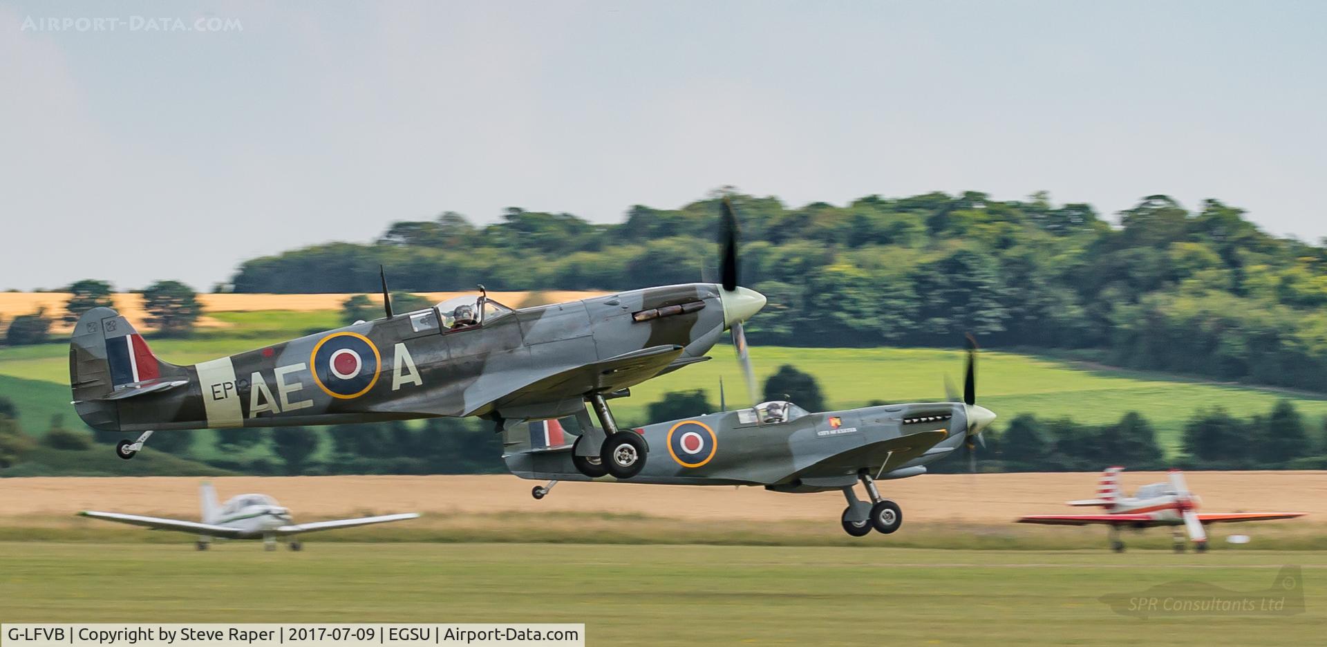 G-LFVB, 1942 Supermarine 349 Spitfire LF.Vb C/N CBAF.2403, Pairs departure, Duxford Flying Legends