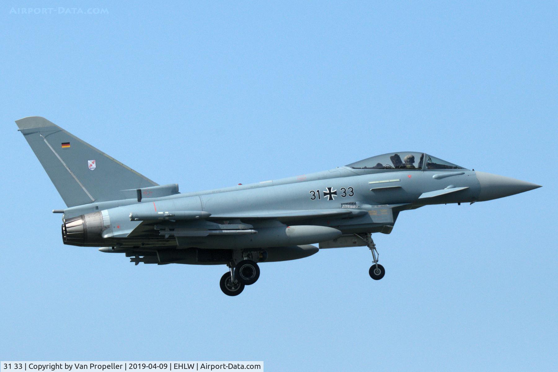 31 33, Eurofighter EF-2000 Typhoon S C/N GS093, Luftwaffe Eurofighter Typhoon landing at Leeuwarden air base, the Netherlands, Frisian Flag 2019