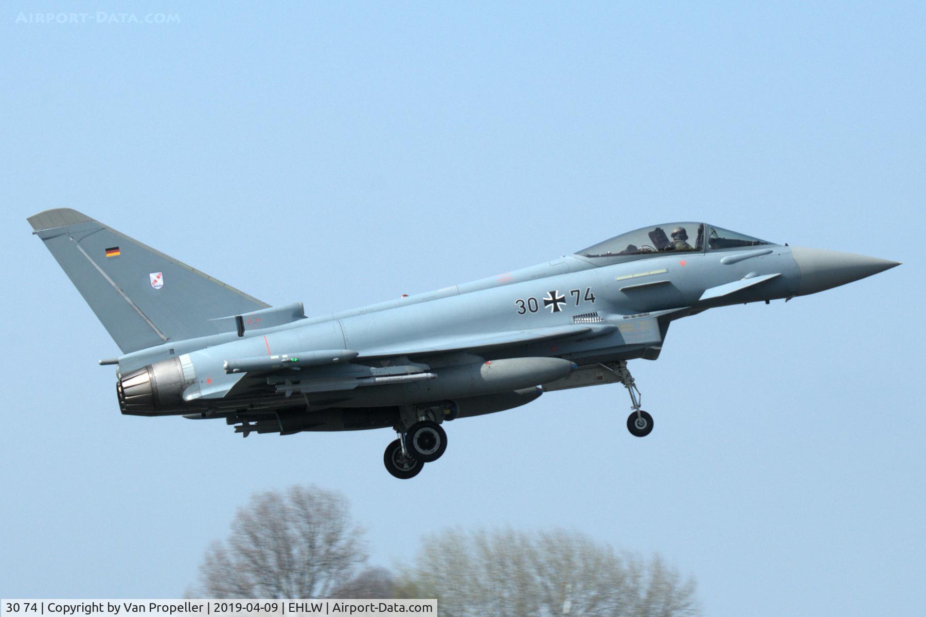 30 74, 2014 Eurofighter EF-2000 Typhoon C/N GS055, Luftwaffe Eurofighter Typhoon landing at Leeuwarden air base, the Netherlands, Frisian Flag 2019