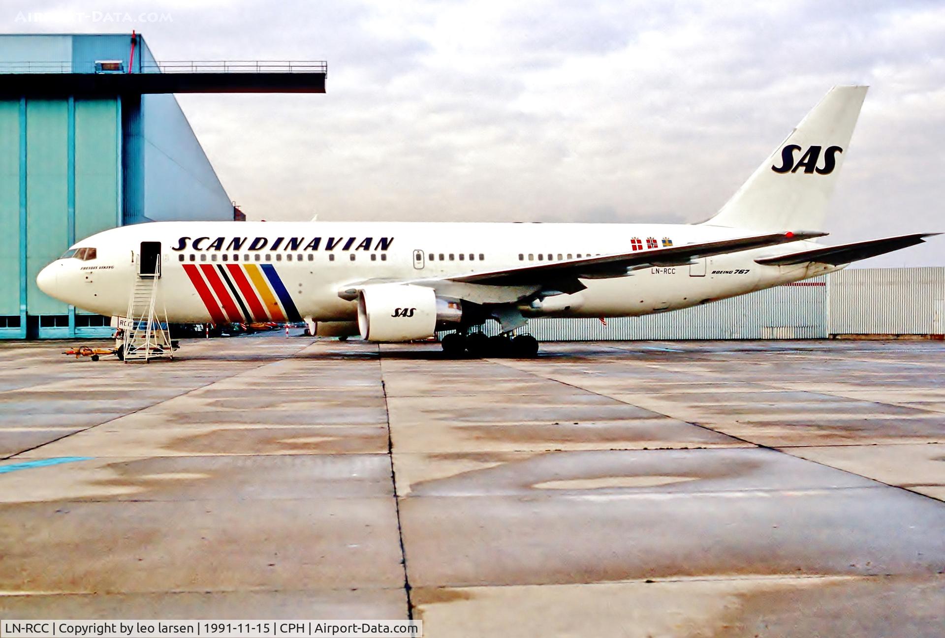LN-RCC, 1990 Boeing 767-283/ER C/N 24728, Copenhagen 15.11.1991