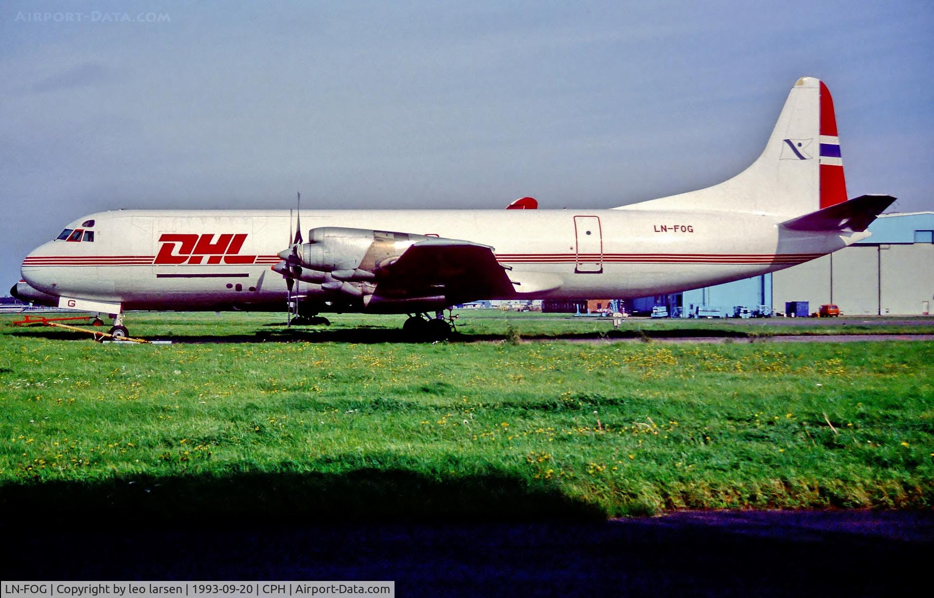 LN-FOG, 1961 Lockheed L-188A(F) Electra C/N 1143, Copenhagen 20.9.1993