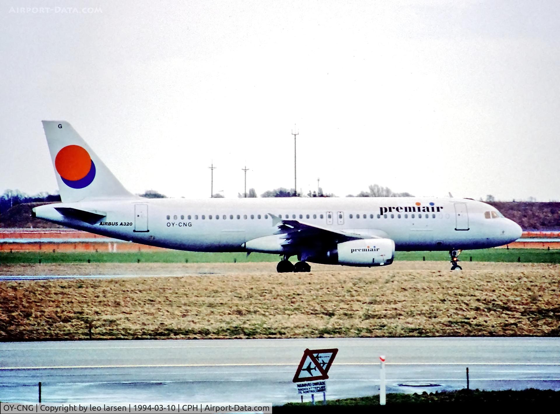 OY-CNG, 1991 Airbus A320-231 C/N 169, Copenhagen 10.3.1994