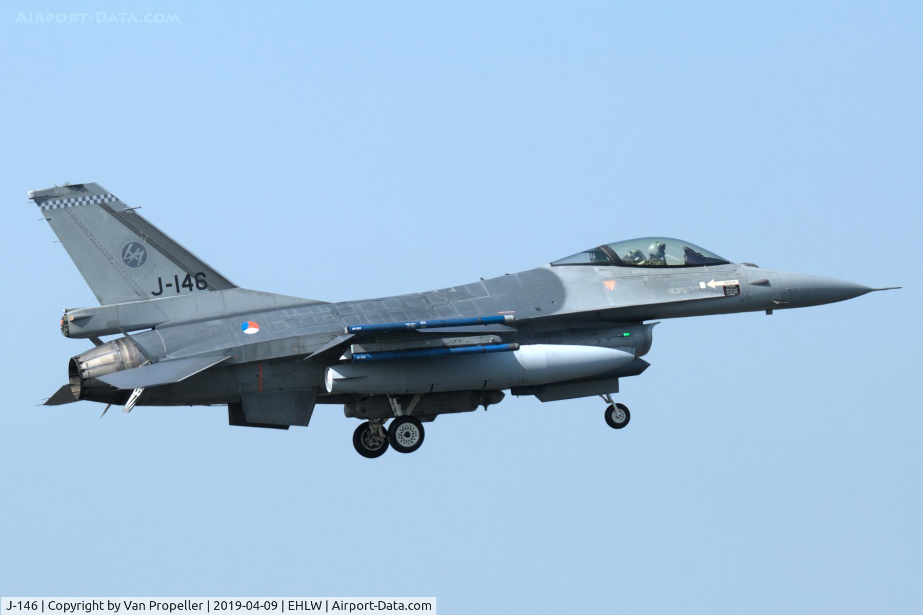 J-146, 1985 Fokker F-16AM Fighting Falcon C/N 6D-136, Royal Netherlands Air Force F-16AM landing at Leeuwarden air base, Frisian Flag 2019