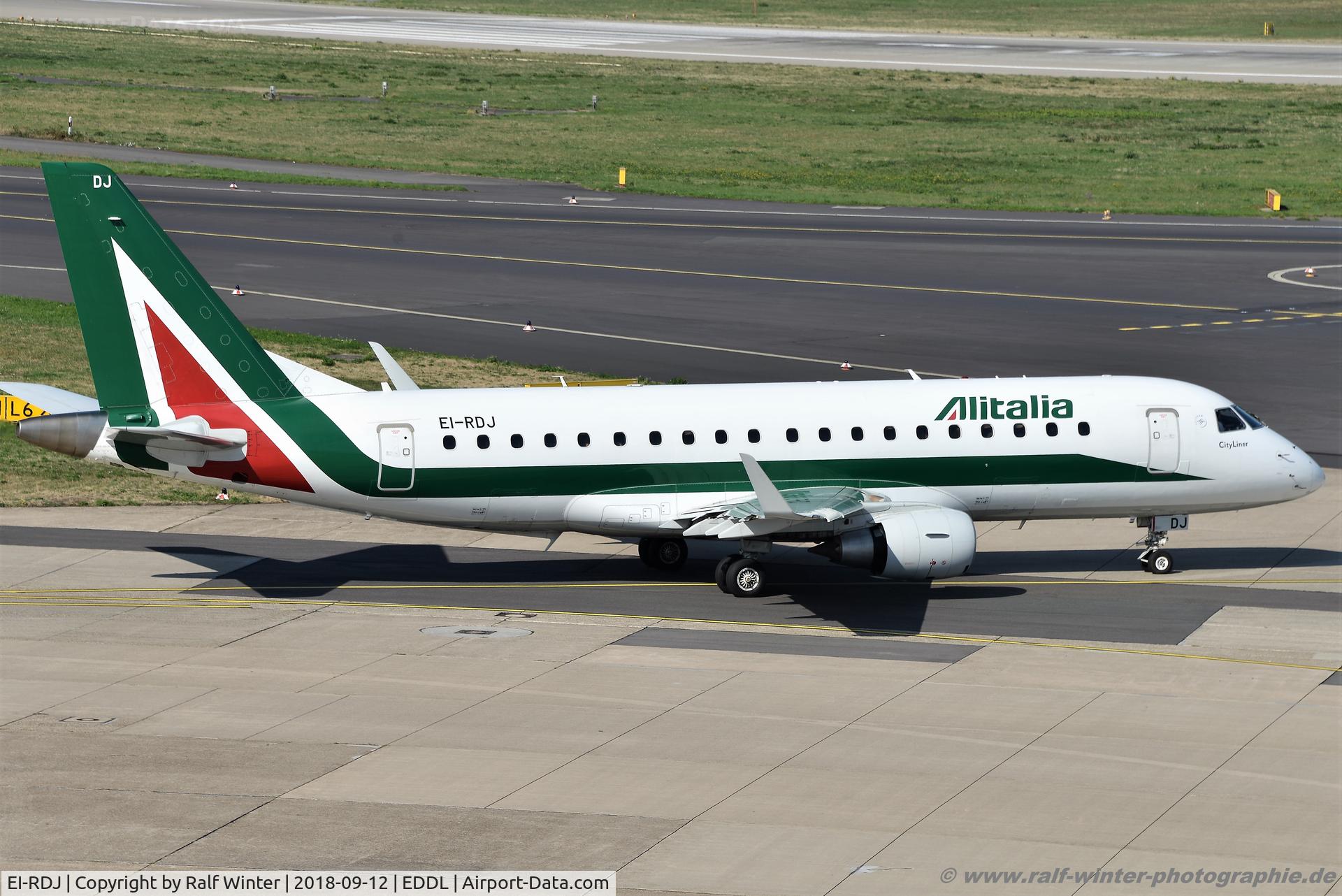 EI-RDJ, 2012 Embraer 175LR (ERJ-170-200LR) C/N 17000342, Embraer ERJ-175STD 170-200 - CYL Alitalia Cityliner 'Parco Nazionale del Circeo' - 17000342 - EI-RDJ - 12.09.2018 - DUS