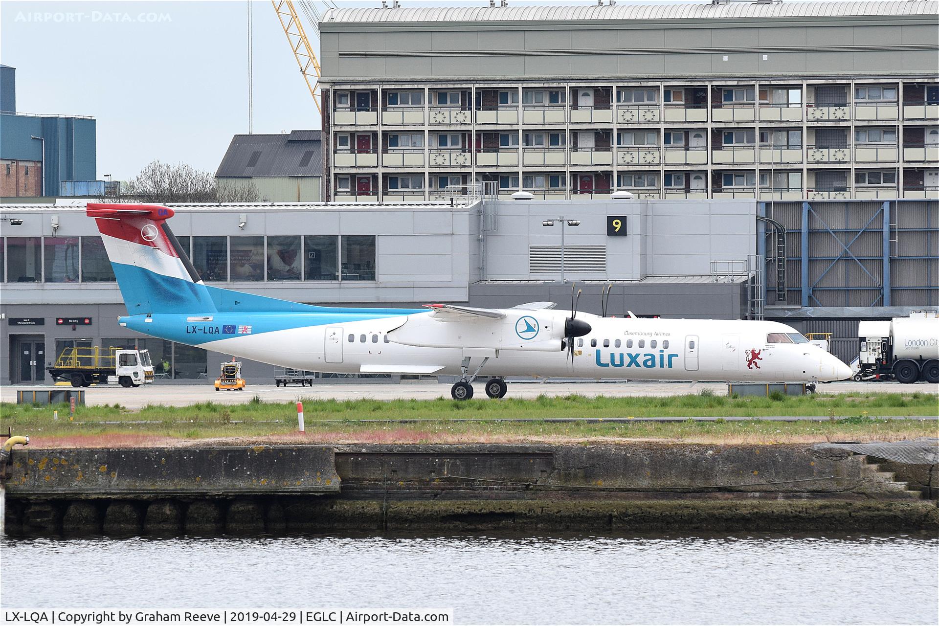 LX-LQA, 2014 De Havilland Canada DHC-8-402 Dash 8 C/N 4468, Just landed at London City Airport.