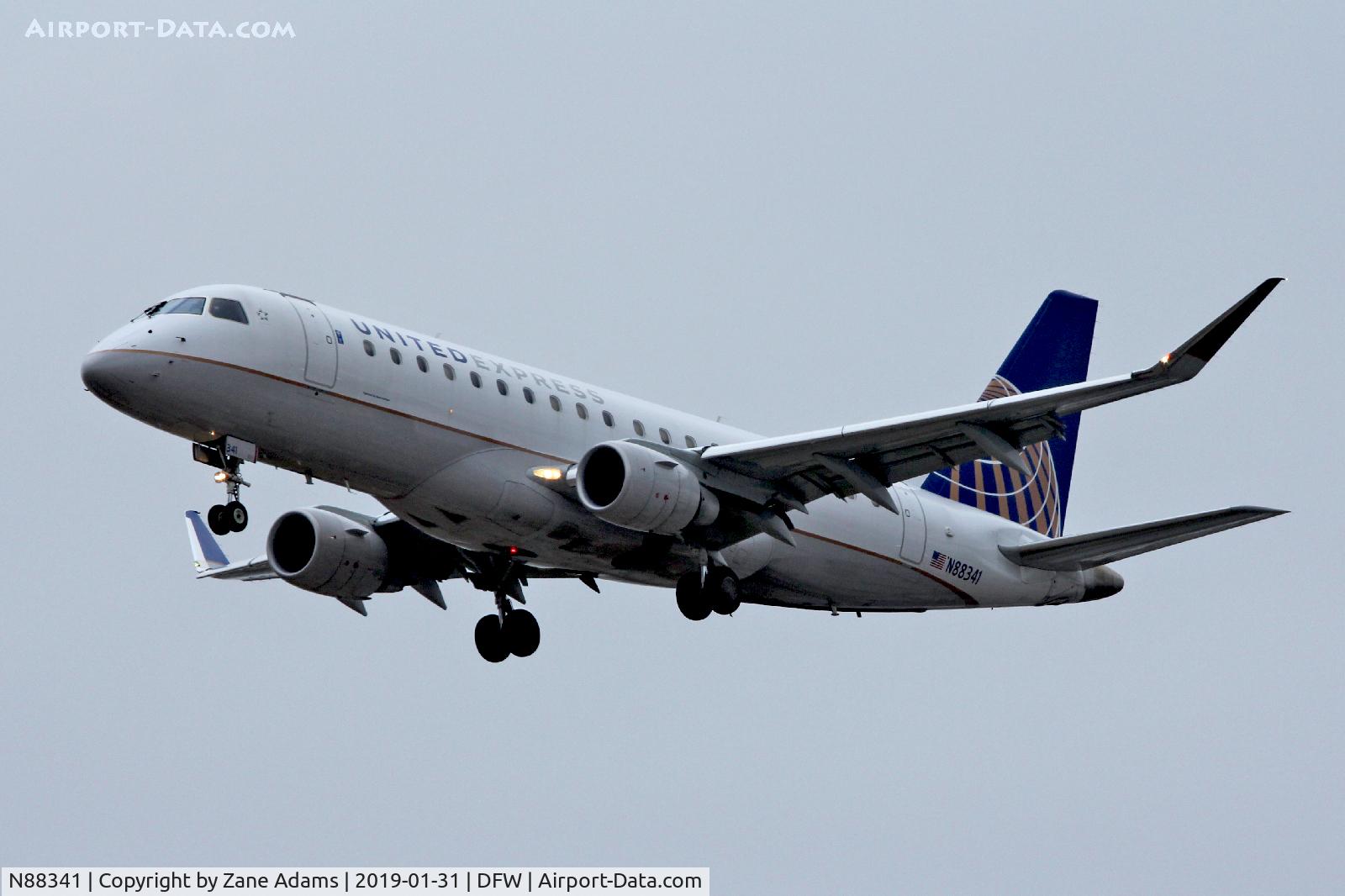 N88341, 2016 Embraer 175LR (ERJ-170-200LR) C/N 17000563, Arriving at DFW Airport