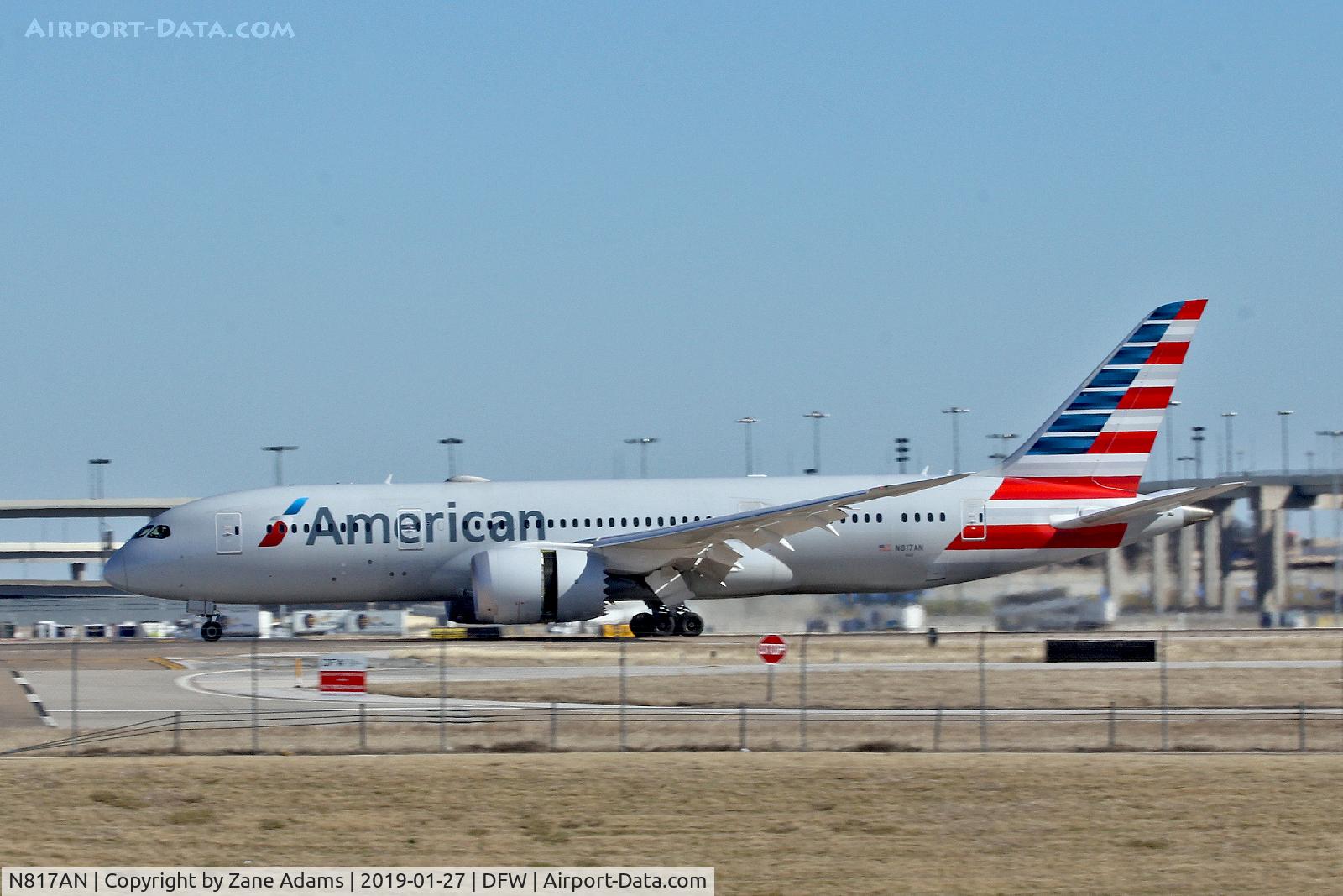 N817AN, 2016 Boeing 787-8 Dreamliner Dreamliner C/N 40635, Arriving at DFW Airport