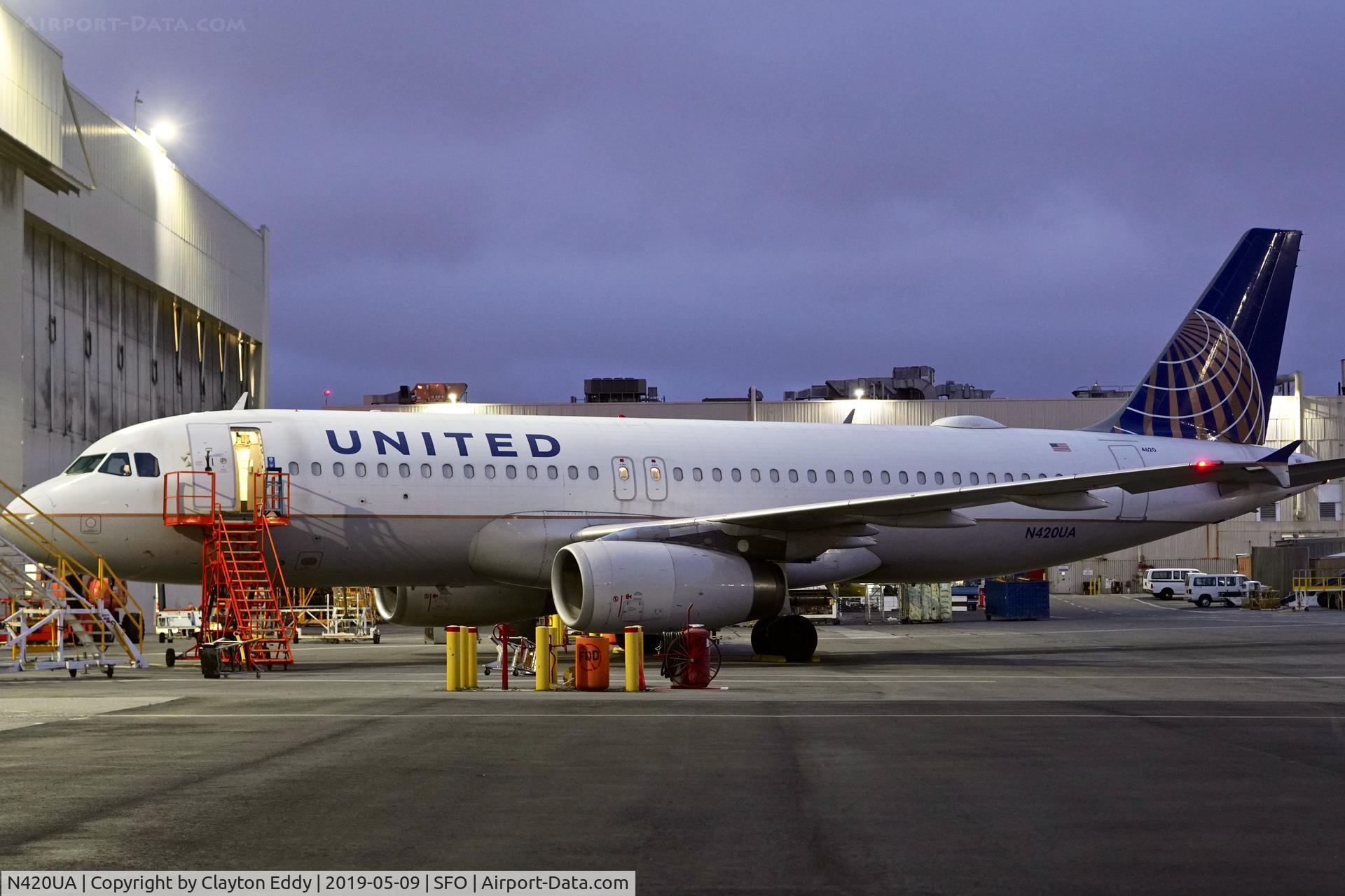 N420UA, 1994 Airbus A320-232 C/N 489, SFO 2019.